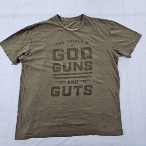 God Guns Guts Nine Line Brown Short Sleeve Cotton T-Shirt Men's L